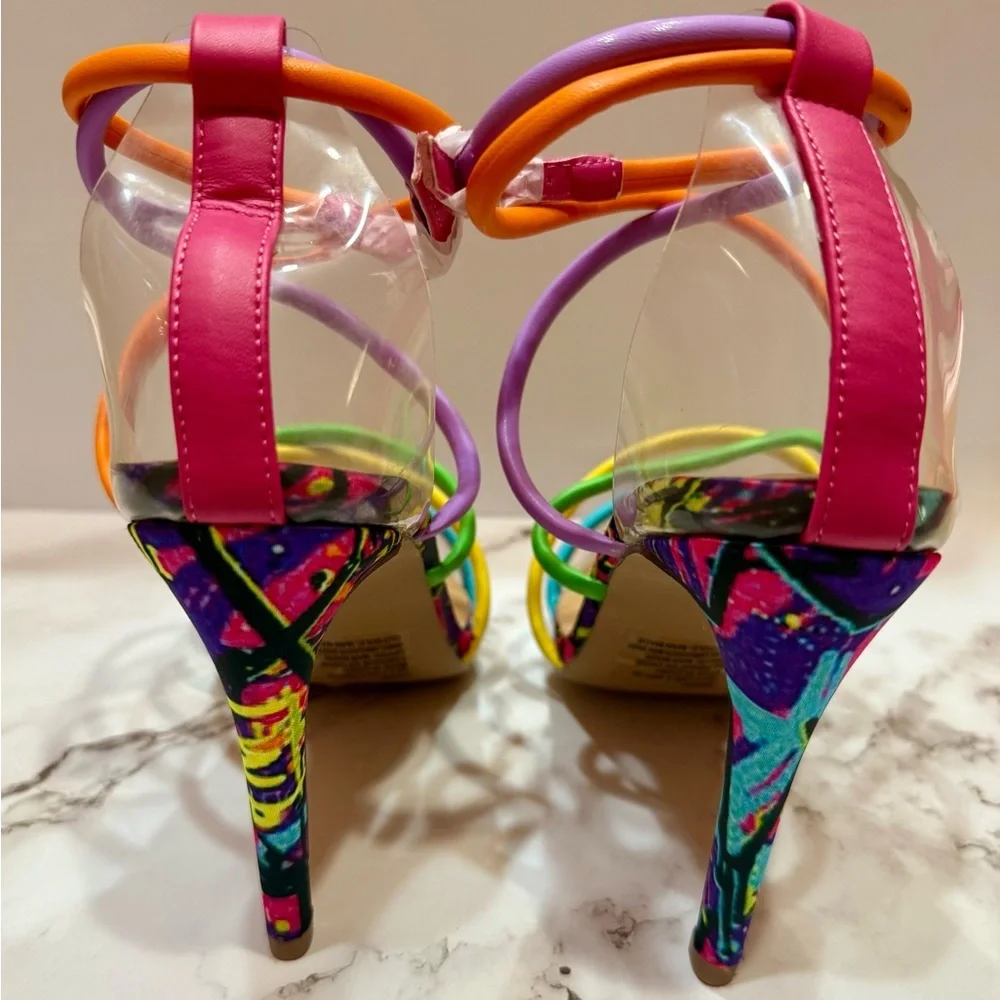 🌈 Shoe Dazzle Crissa Rainbow Strappy Stiletto Heels Size 7.5 NWT